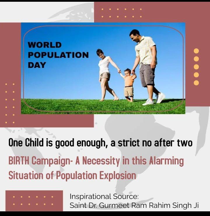 The growing population at the global level is a matter of concern for entire earth. Saint Dr MSG Insan started the BIRTH campaign and inspired millions of people to adopt the principle of 'only one child is good &amp; not more than two'. 
#WorldPopulationDay2025
#WorldPopulationDay