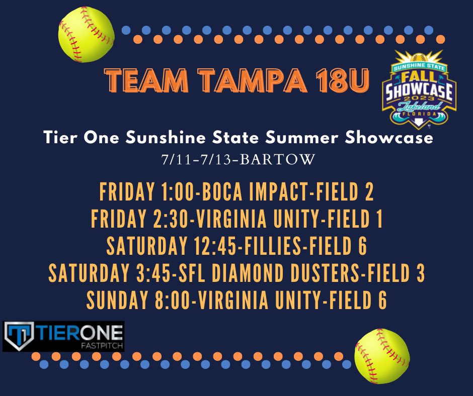 Team Tampa Vargas 08 (@ttvargas08) on Twitter photo Great weekend of softball coming up at the Tier One Showcase! Come on out if you're in the Bartow, FL area. <a href="/TeamTampaSB/">Team Tampa Softball</a> <a href="/TierOneFP/">Tier One Fastpitch</a> Great weekend of softball coming up at the Tier One Showcase! Come on out if you're in the Bartow, FL area. <a href="/TeamTampaSB/">Team Tampa Softball</a> <a href="/TierOneFP/">Tier One Fastpitch</a>