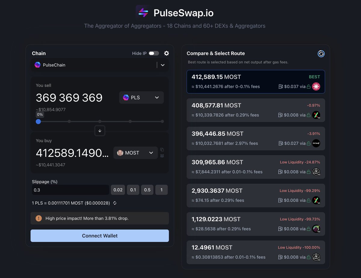 PulseSwap just got better &amp; faster ⚡️
- New &amp; improved UI
- Faster routes
- Even faster transactions submissions