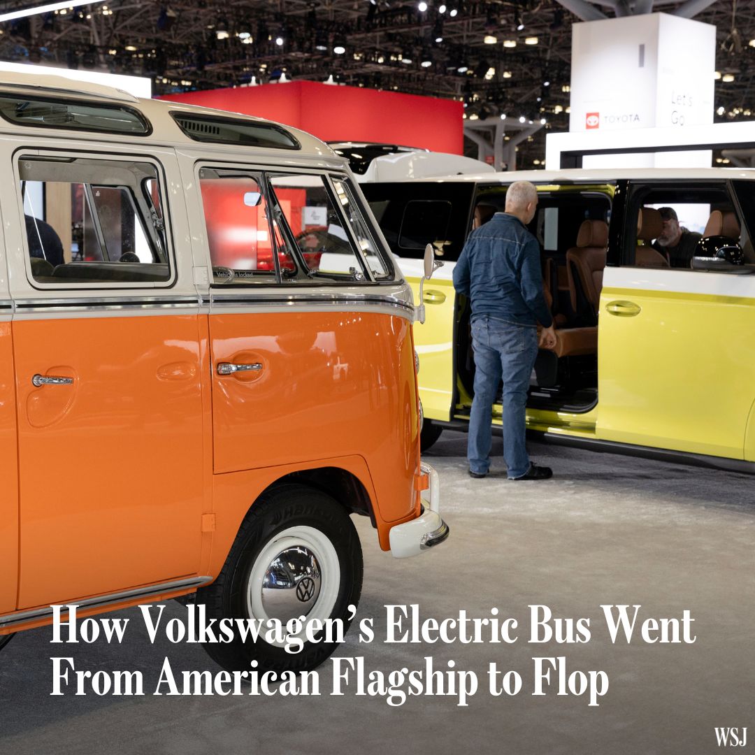 WSJ's tweet photo. Hippies loved the Volkswagen bus. The company bet that a reboot would resonate with Americans again. 

Here’s why it flopped: 🔗 https://t.co/qGPT31Grqk https://t.co/gC5ePDG2Vo