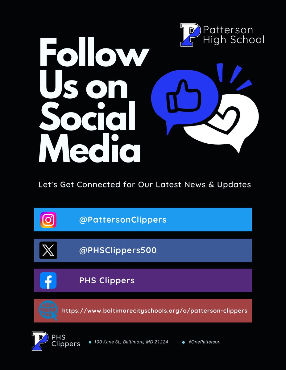 📱 Stay connected with Patterson High School!

Follow us on all our social media platforms to stay up to date with news, events, and highlights.

🔵⚪️ #OnePatterson