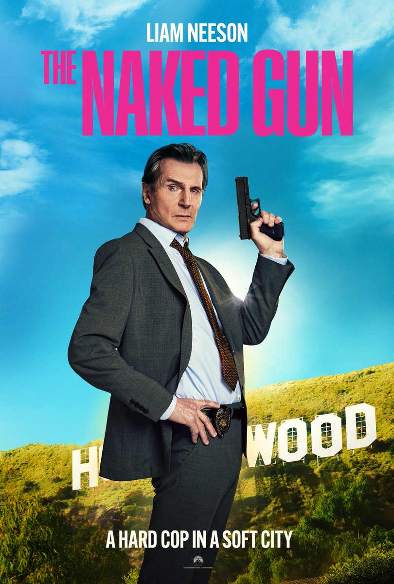 NakedGunMovie's tweet photo. A hard cop in a soft city. #NakedGun - only in theatres August 1. https://t.co/mYA4HxgVHQ