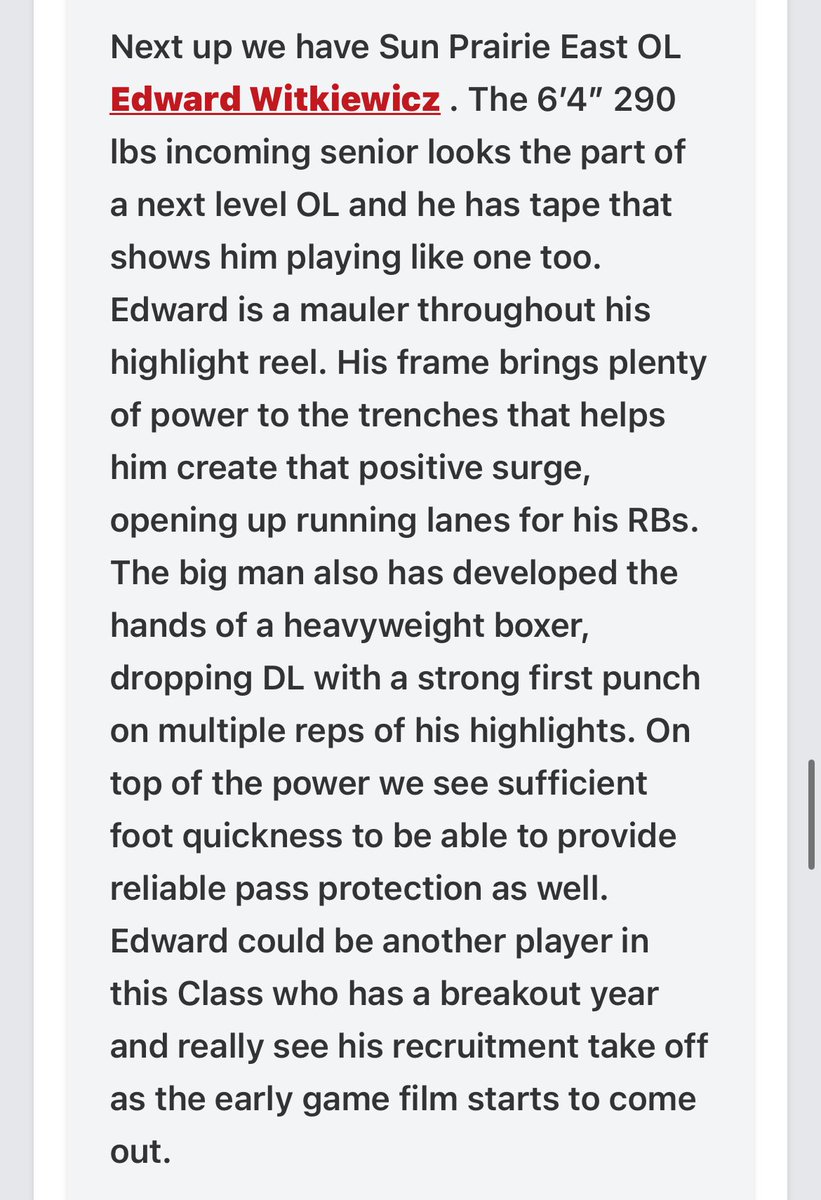 Edward Witkiewicz IV (@edwardwitkey) on Twitter photo Thanks <a href="/MJ_NFLDraft/">Mark Johnson</a> for the write up!!! Can’t wait for the season to start! <a href="/SunPrairieFB/">Sun Prairie East Football</a>
<a href="/coachkaminski/">Coach Kaminski</a> <a href="/Pogue_Mike/">Mike Pogue</a> <a href="/shorty_sampson/">Cormac Sampson</a>
<a href="/CoachNank/">Pete Nank</a> <a href="/coachqgriffith/">Quincy Griffith</a> <a href="/CoachHenning75/">Chad Henning</a> <a href="/Coach_Spencer11/">Spencer Erickson</a>
<a href="/BMcCormick08/">Brandon McCormick</a> <a href="/PrepRedzoneWI/">Prep Redzone Wisconsin</a> <a href="/More2SayPod/">More to Say</a> Thanks <a href="/MJ_NFLDraft/">Mark Johnson</a> for the write up!!! Can’t wait for the season to start! <a href="/SunPrairieFB/">Sun Prairie East Football</a>
<a href="/coachkaminski/">Coach Kaminski</a> <a href="/Pogue_Mike/">Mike Pogue</a> <a href="/shorty_sampson/">Cormac Sampson</a>
<a href="/CoachNank/">Pete Nank</a> <a href="/coachqgriffith/">Quincy Griffith</a> <a href="/CoachHenning75/">Chad Henning</a> <a href="/Coach_Spencer11/">Spencer Erickson</a>
<a href="/BMcCormick08/">Brandon McCormick</a> <a href="/PrepRedzoneWI/">Prep Redzone Wisconsin</a> <a href="/More2SayPod/">More to Say</a>