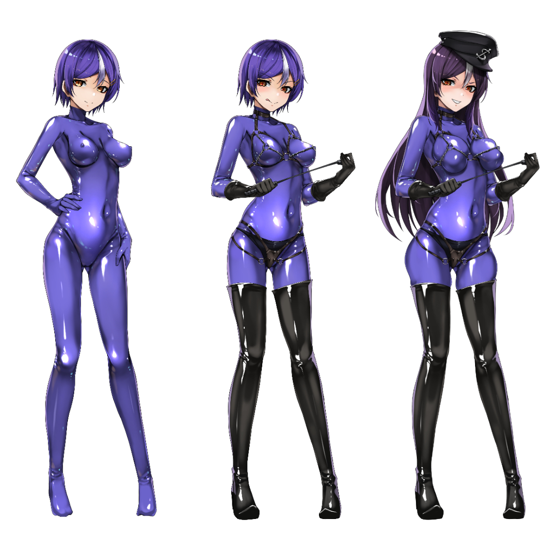 GiZAIYA's tweet photo. 『ラバースーツボーイッシュ彼女』こと千尋さんなんですが、一作目の幼馴染みから三十ｊ……奥さんになったあとの姿を立ち絵の差分で再現で���ます。
肉付きとか細かいトコが結構違ってて華奢な人が歳食った感じがイイ…
以前、sake缶先生 @onasakekan に無理を云って作ってもらいました。感謝！ https://t.co/zgdjdAFl2K