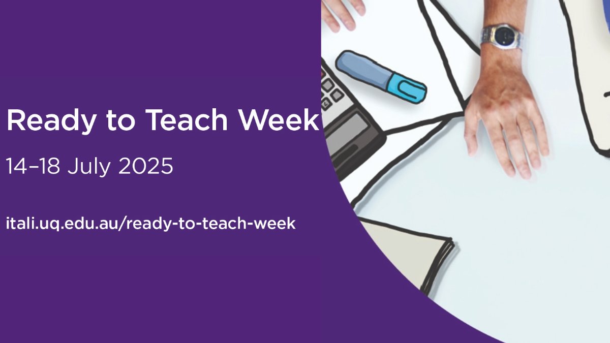 UQ_Library's tweet image. #UQ It’s Ready to Teach Week! Come along to our session on the Library and AI literacy.
Session: How the Library Can Help Your Student's AI Literacy. Thurs 17 July 11-12pm. Online.
Register: itali.uq.edu.au/event/session/…