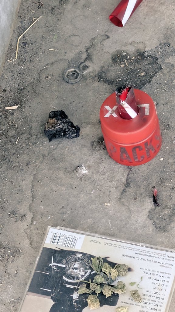 Found this just off the sidewalk today right where a bunch of kids walk. It was like a tweaker left a treat for Santa Claus.   So what did I do?  Take a guess.