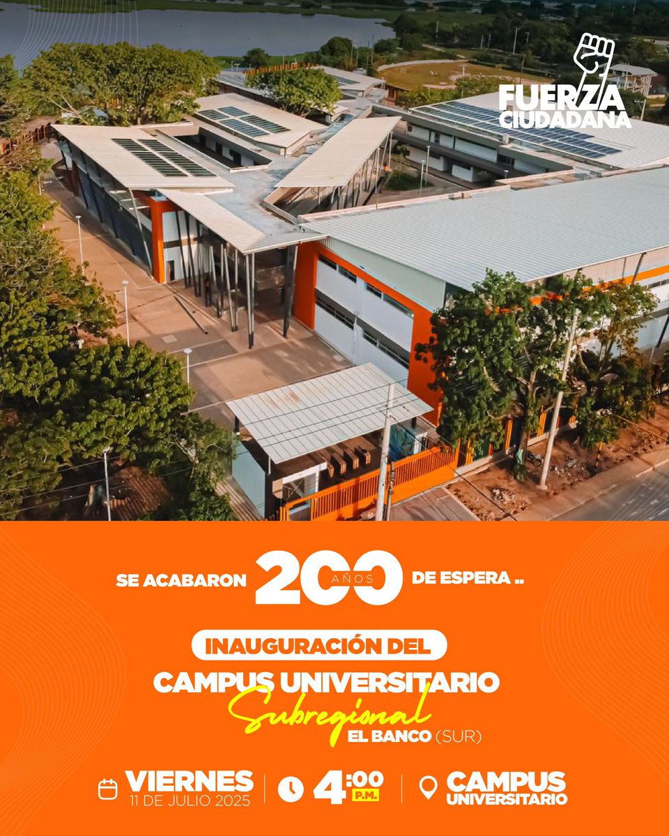 carlosecaicedo's tweet image. Este viernes 11 de julio viviremos un momento histórico para el sur del Magdalena y para toda Colombia.
Después de más de dos siglos de espera, El Banco y su región contarán, por fin, con su propio Campus Universitario Subregional: un espacio digno, moderno y transformador que…