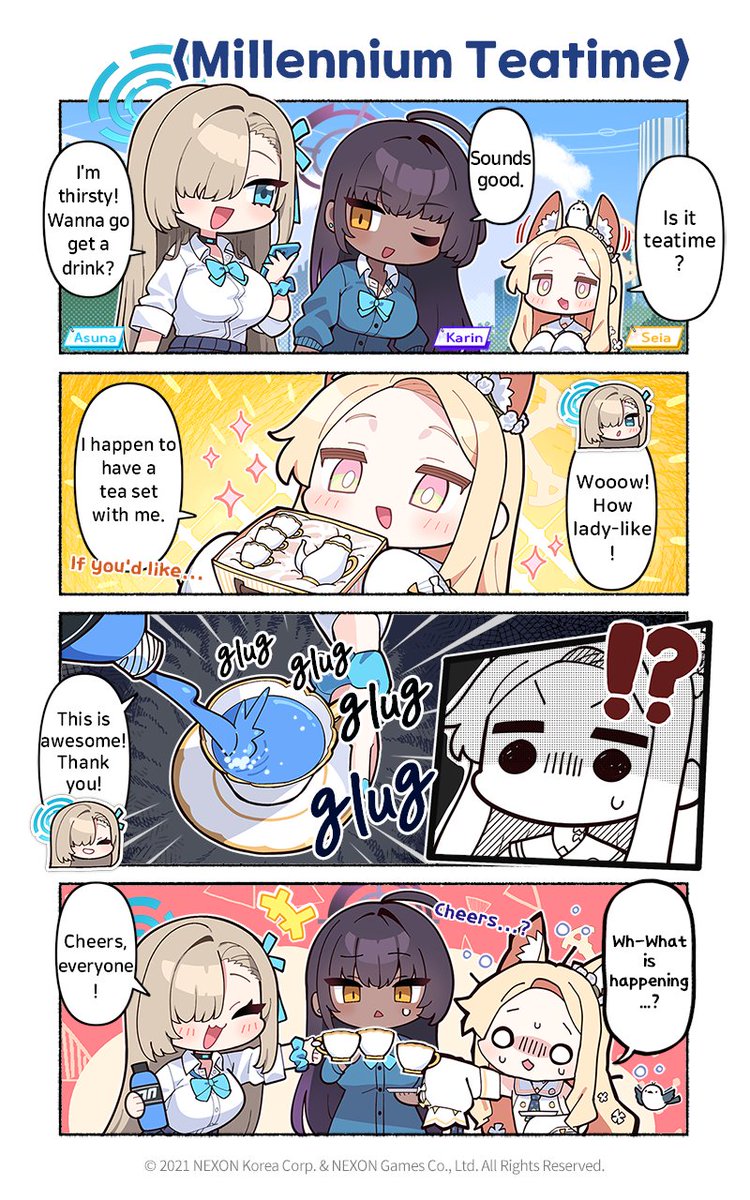 [Official 4-Panel Manga] Ep. 194
Brought to you by <a href="/donmin_h/">돈미니DONMINI</a>!

Today isn’t a tea party—it’s a Frenzy MAX party!

#BlueArchive #BlueArchive4PanelManga