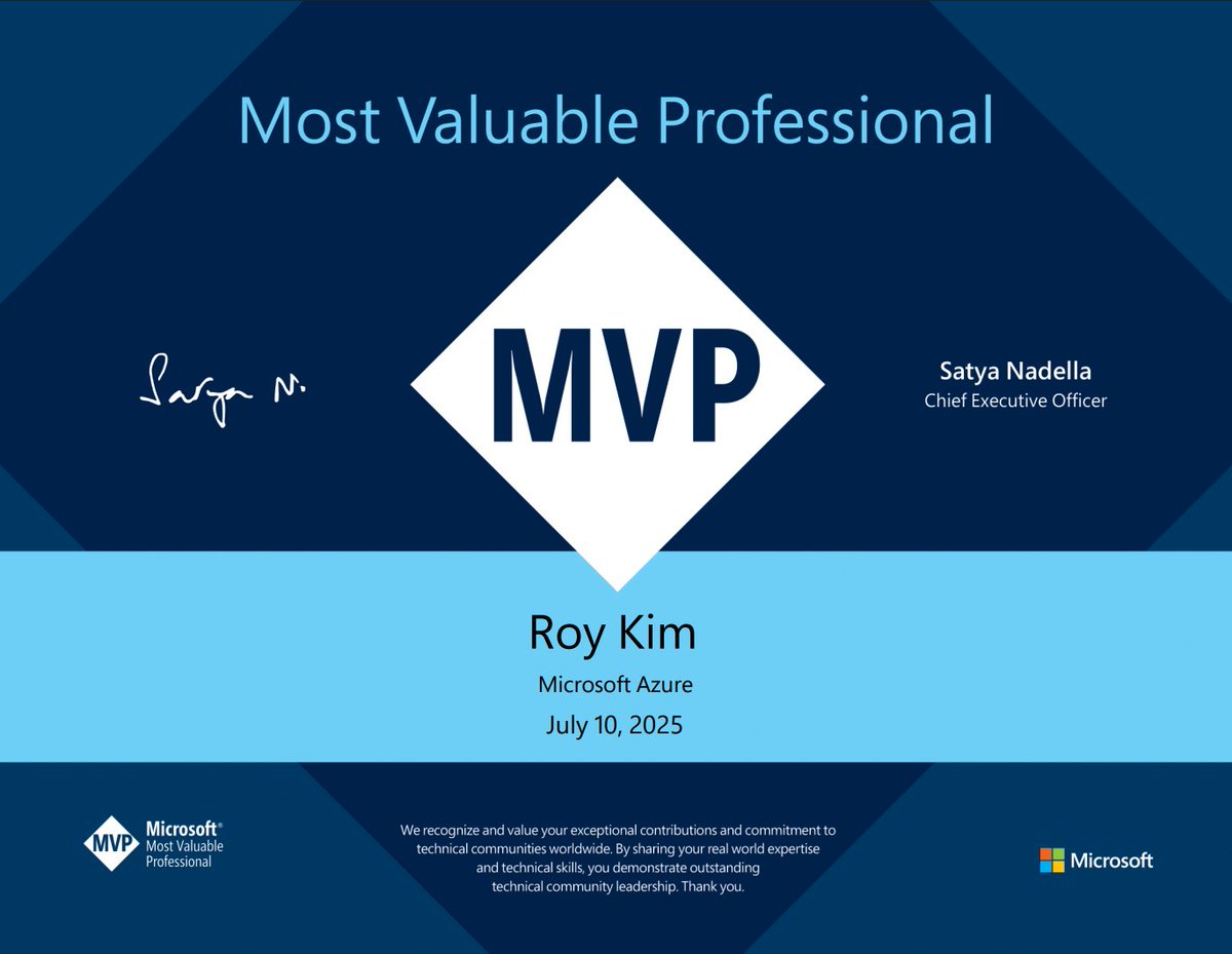 Today, I was awarded once again for a 9th year in the Microsoft MVP Award program. I am awarded in the Azure category. Being an MVP is about learning, sharing and building community.

#Azure #AKS #AI #MVPbuzz #Microsoft