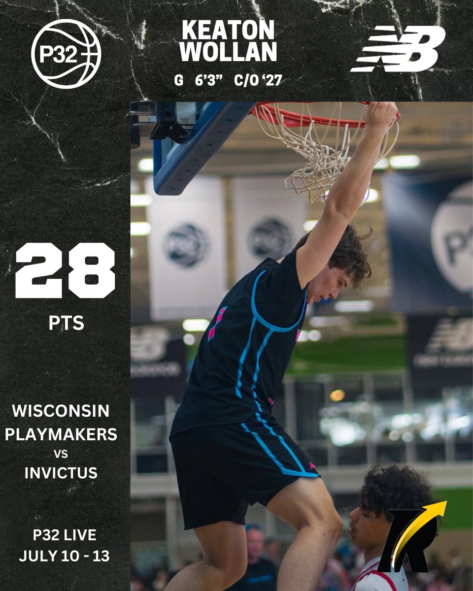 Class of 2027 guard Keaton Wollan dropped 28 points for Wisconsin Playmakers in a standout performance against Invictus at the P32 League Live Event in St. Louis. A confident scorer with range and feel for the game.