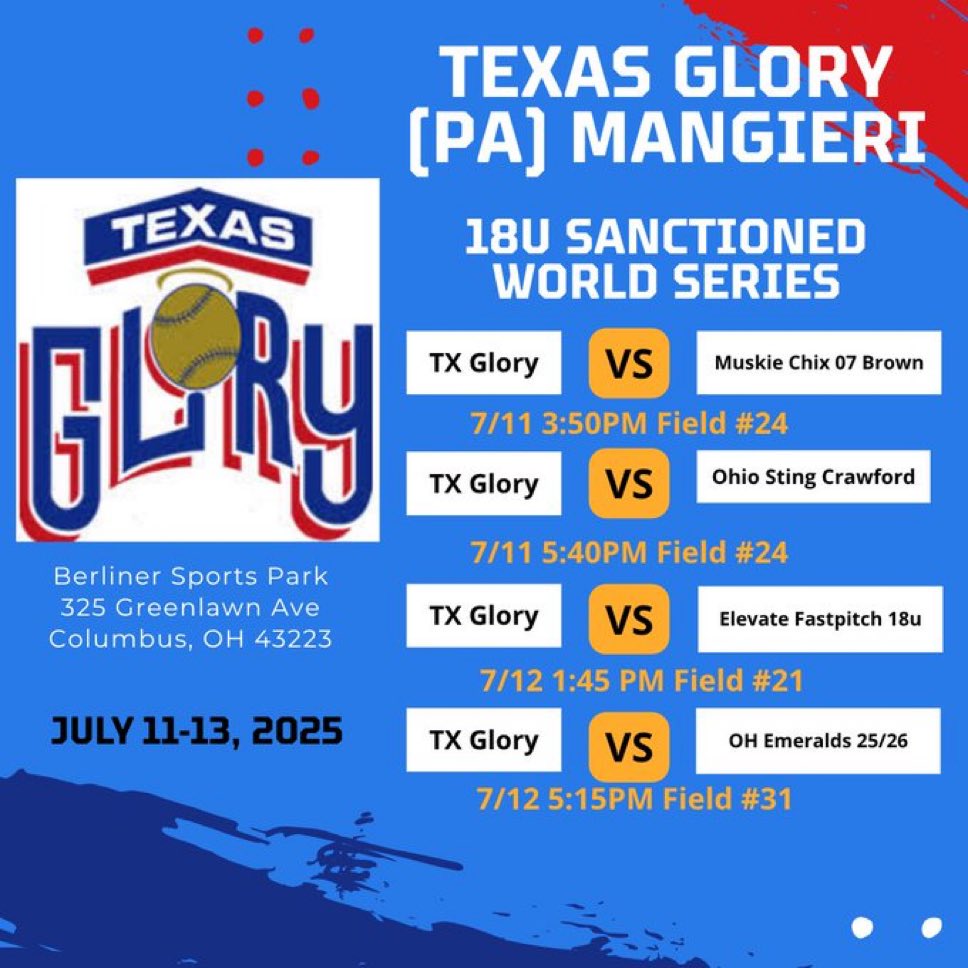 Grace Gerhard (@gracegerhard15) on Twitter photo Subbing this weekend with <a href="/TexasGlory06PA/">TEXAS GLORY (PA)-MANGIERI</a> in Columbus. Looking forward to a great weekend. Here’s where we’ll be. Hope you can stop by and check us out. Subbing this weekend with <a href="/TexasGlory06PA/">TEXAS GLORY (PA)-MANGIERI</a> in Columbus. Looking forward to a great weekend. Here’s where we’ll be. Hope you can stop by and check us out.