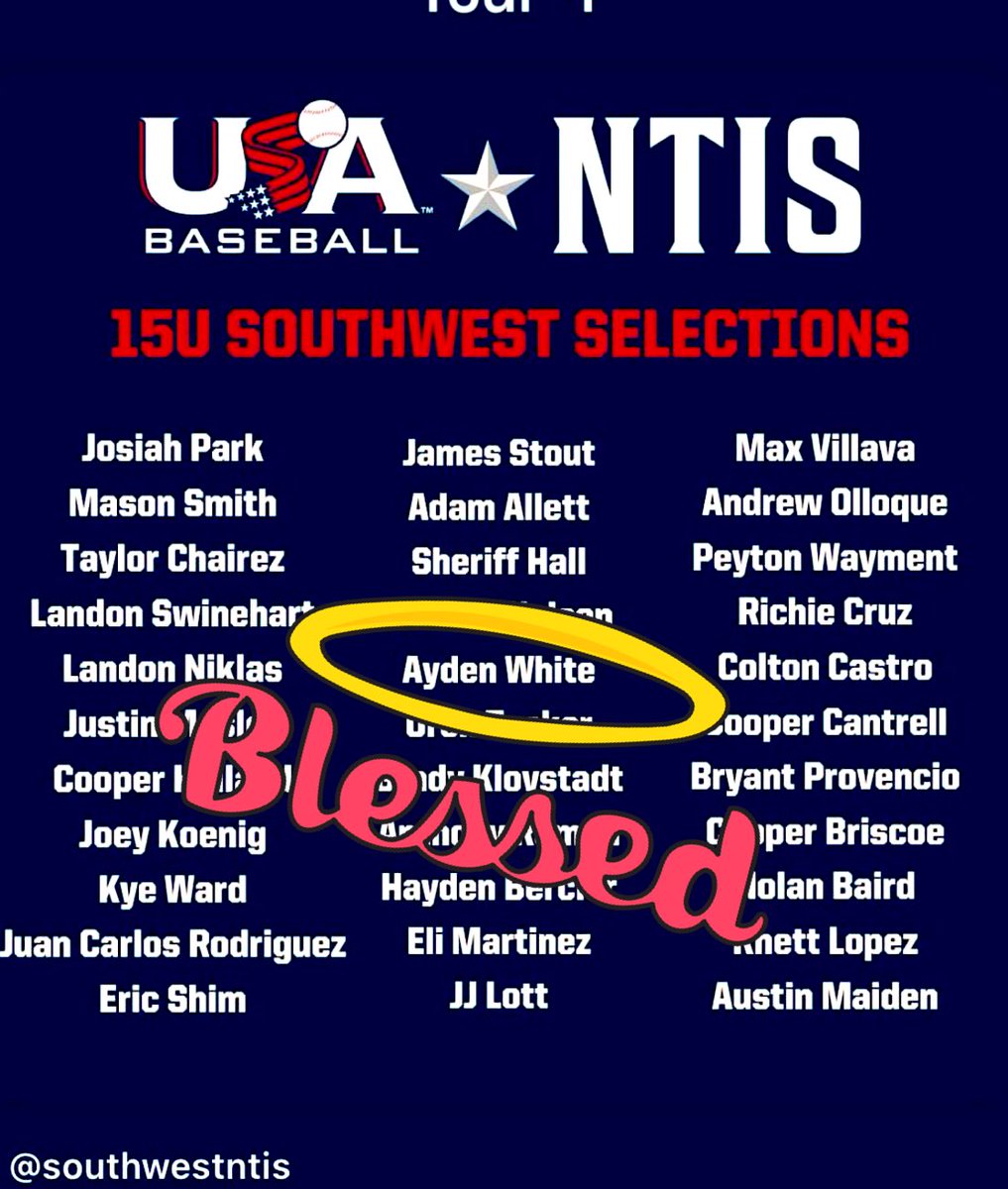 Ayden White (@aydenwhite2028) on Twitter photo 4 Years running thankful to represent <a href="/SouthwestNTIS/">Southwest Region NTIS USA Baseball</a> and <a href="/SoCalBirds/">So Cal Birds (Baseball Training Academy)</a> in the 15U NTIS in Cary, NC this August. 4 Years running thankful to represent <a href="/SouthwestNTIS/">Southwest Region NTIS USA Baseball</a> and <a href="/SoCalBirds/">So Cal Birds (Baseball Training Academy)</a> in the 15U NTIS in Cary, NC this August.