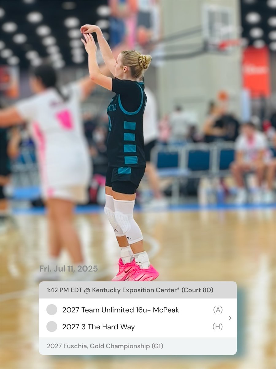 🌹Game schedule for tomorrow! We had a great first day today going 2-0 and having 138 combined points! 
⚪️First game-13p:4r:3a
⚫️Second game-6p:7r:4stl:4a
Locked in for bracket play🔒
<a href="/TeamUnlimited16/">Team Unlimited</a> <a href="/CoachTealDavis/">CoachTealDavis</a> <a href="/TFNsRun4Roses/">TFN's Run 4 Roses</a>