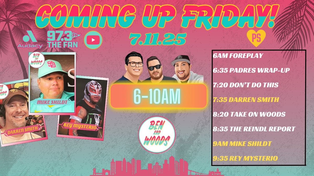 Get your heads right on a Friday-Friday!

📻 <a href="/973TheFanSD/">97.3 The Fan</a>
📱 <a href="/Audacy/">Audacy</a> App
☎️ (833) 288-0973
WATCH: youtube.com/watch?v=F2110n…