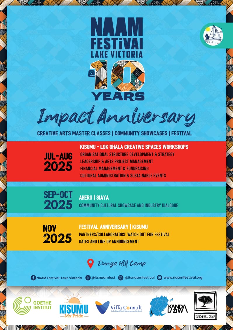 #NAAMFestival (@itsnaamfest) on Twitter photo It's an Anniversary. Stay tuned. As we turn 10 we unleash creative arts master classes, review our vision and mission along with community shows and the grand lakeside festival loading in November. <a href="/GoetheNairobi/">GoetheInstitutNairob</a> <a href="/ViffaConsult/">Viffa Consult</a>
#MyLakeMyFuture
#JusticeforLakeVictoria It's an Anniversary. Stay tuned. As we turn 10 we unleash creative arts master classes, review our vision and mission along with community shows and the grand lakeside festival loading in November. <a href="/GoetheNairobi/">GoetheInstitutNairob</a> <a href="/ViffaConsult/">Viffa Consult</a>
#MyLakeMyFuture
#JusticeforLakeVictoria