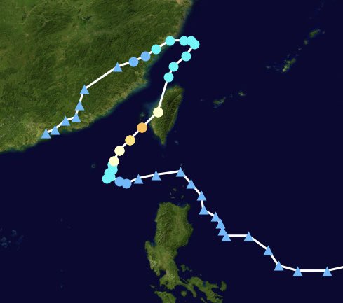 FerragamoWx's tweet image. Typhoon #DANAS made an unusual approach to Taiwan recently — becoming the westernmost typhoon landfall on reocrd in Taiwan, surpassing THELMA 1977.