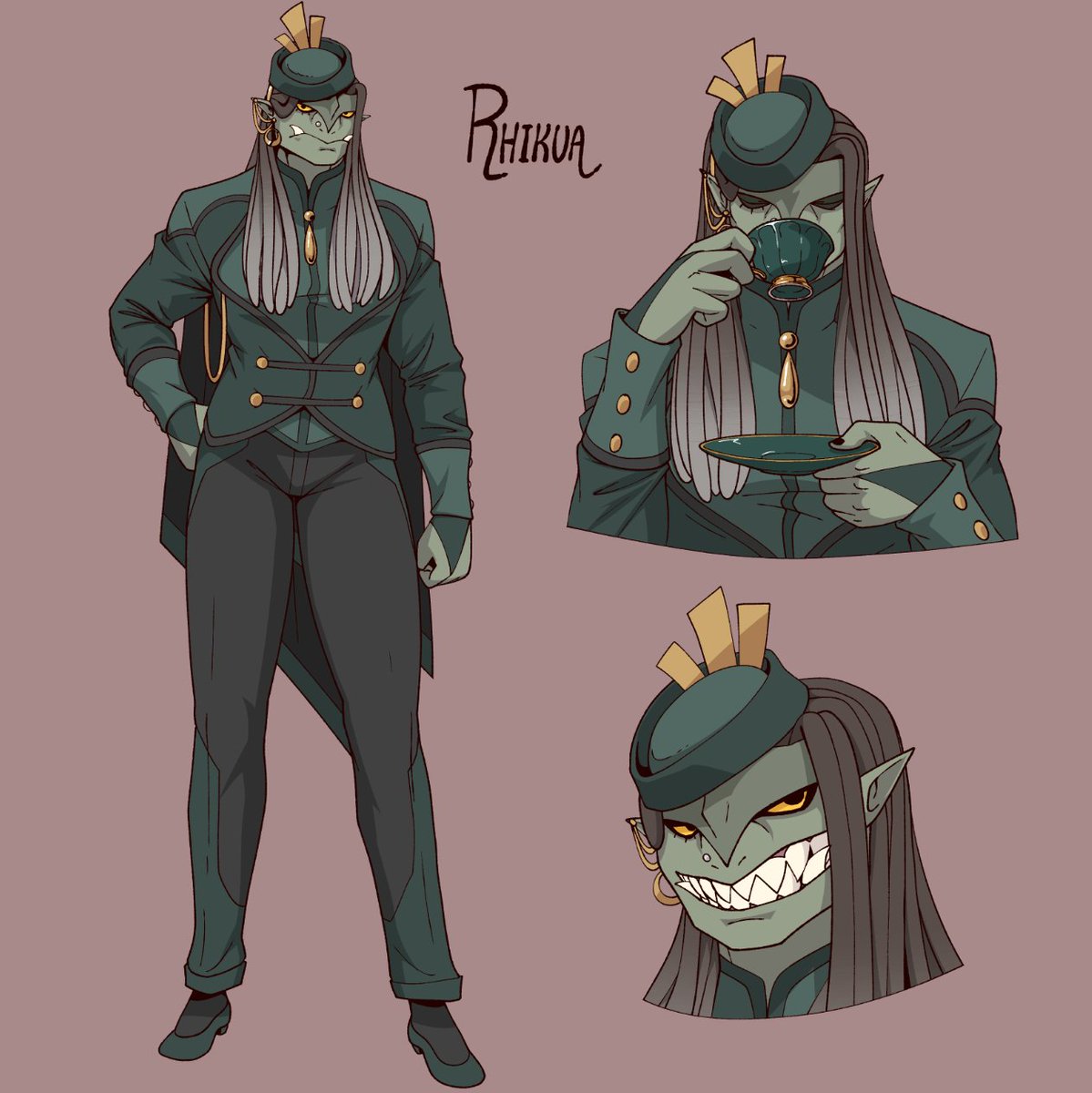 goosedemonpit's tweet image. Shallow meme capitaliz- I mean showing off my orc. She speaks with a Dublin accent even though it's a fantasy world where Ireland doesn't exist! Wow!