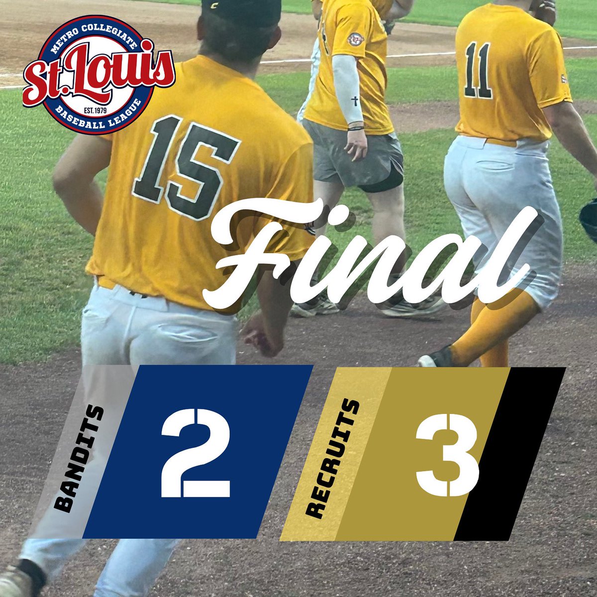The Recruits beat the Bandits 3-2 in a thriller over at BMAC to close the evening. Jackson Miller lead the way offensively tallying 2/3 hits for the Recruits going 2-3 w/a run &amp; RBI! Cizek had the other hit coming up huge for the Recruits in the 7th inning!