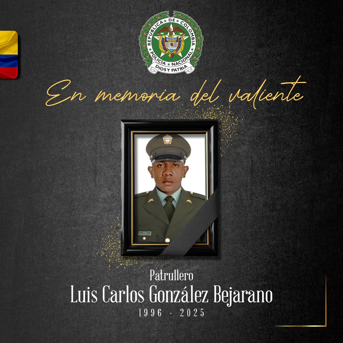 ¡𝗔𝗖𝗧𝗢 𝗗𝗘 𝗕𝗔𝗥𝗕𝗔𝗥𝗜𝗘! Condenamos con la mayor vehemencia el ataque criminal perpetrado en el corregimiento de Santa Rita, en Andes (Antioquia), que segó la vida de nuestro patrullero Luis Carlos González Bejarano y dejó herido al patrullero de policía Julio César