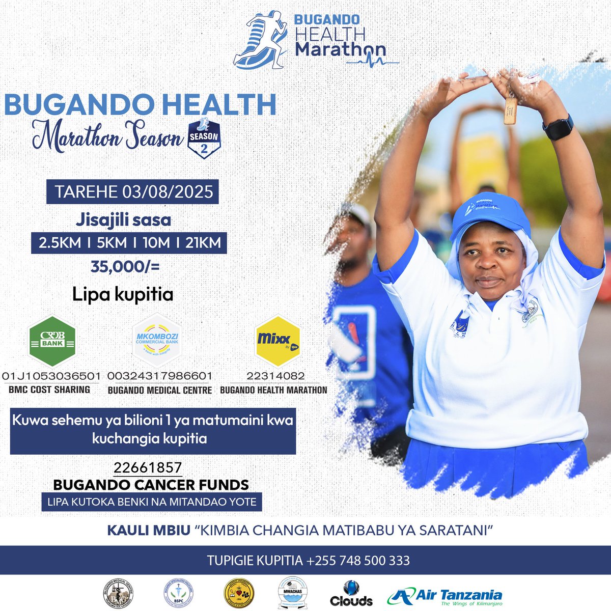 BugandoC's tweet image. &quot;Kimbia changia Matibabu ya Saratani&quot;
@cloudsfmtz @cuhasbugando @rs_mwanza @mwachas_bugando