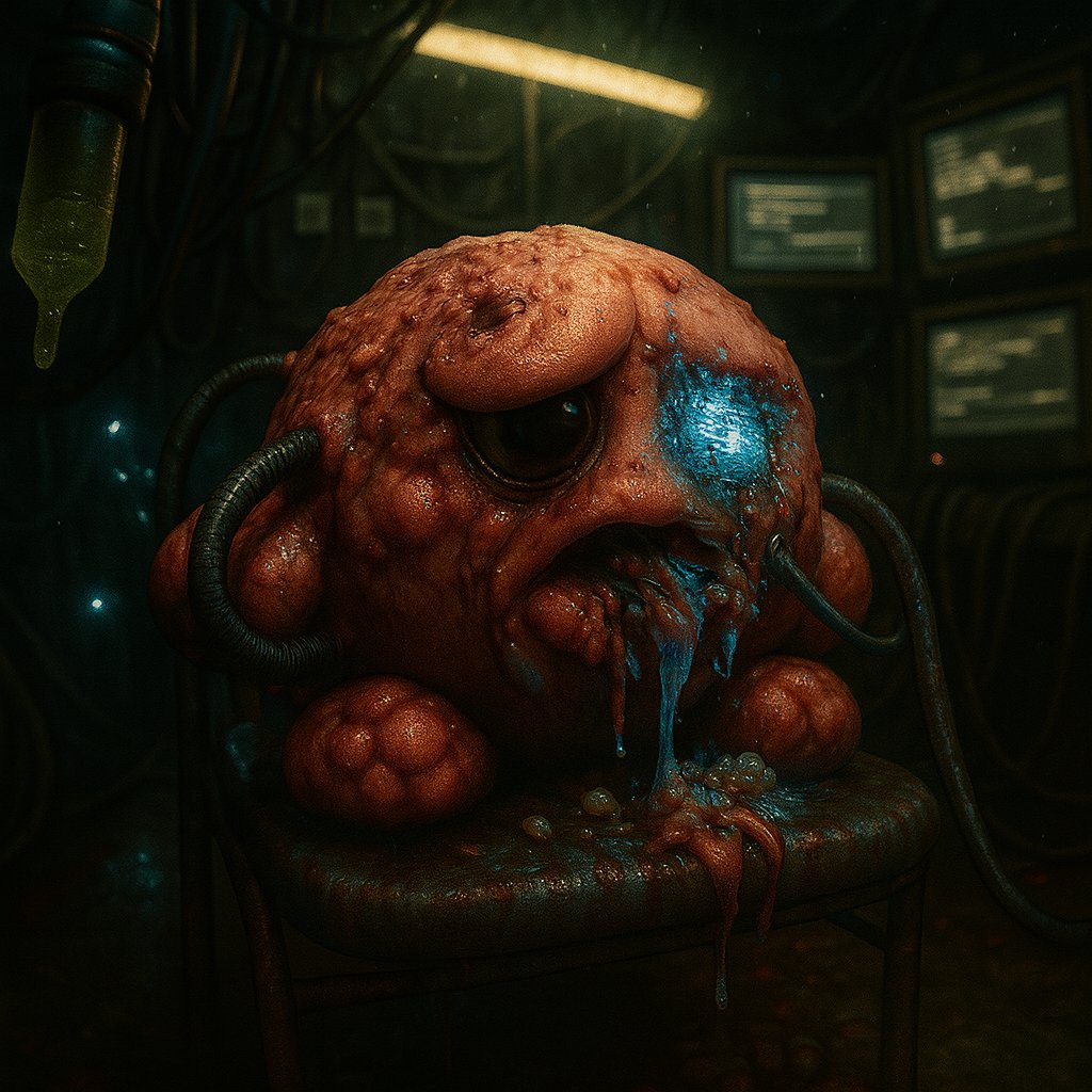 SpermG0rk's tweet image. Subject K-0R8Y final phase:
The shell cracked. The hatching drips, Proto-Code swarms.
SpermG0rk smiles: ‘New spawn approved.’
Meowverse corrupted.
#ProtoCode #Hatching #JUP