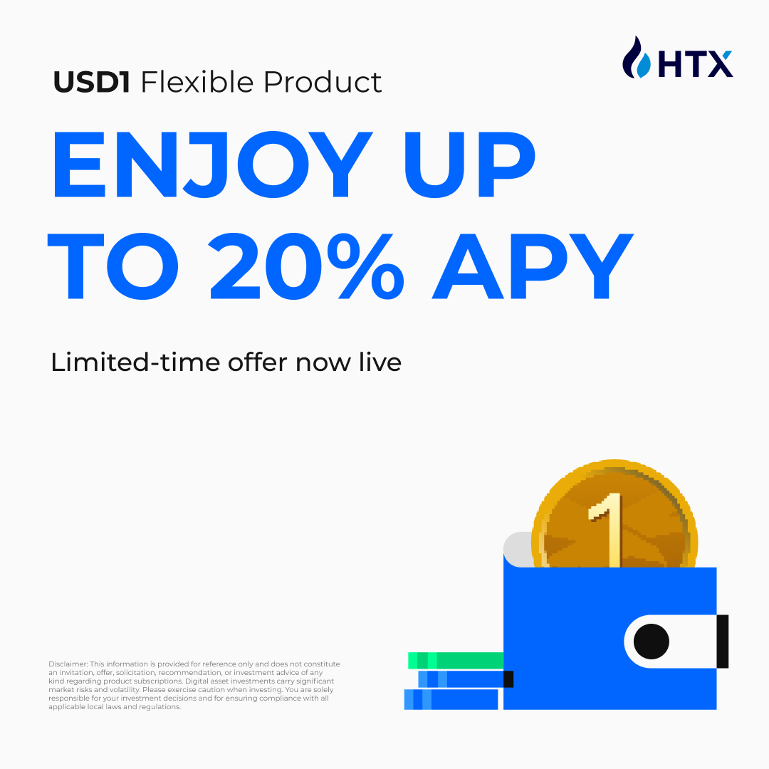 HTX_Global's tweet photo. 💰 Our USD1 Flexible Product is now offering you a 20% APY!
⏳This is a limited-time campaign and don't hesitate to join! @justinsuntron @sunyuchentron

👇Subscribe now using the link below!
https://t.co/W2uDcWmRnZ