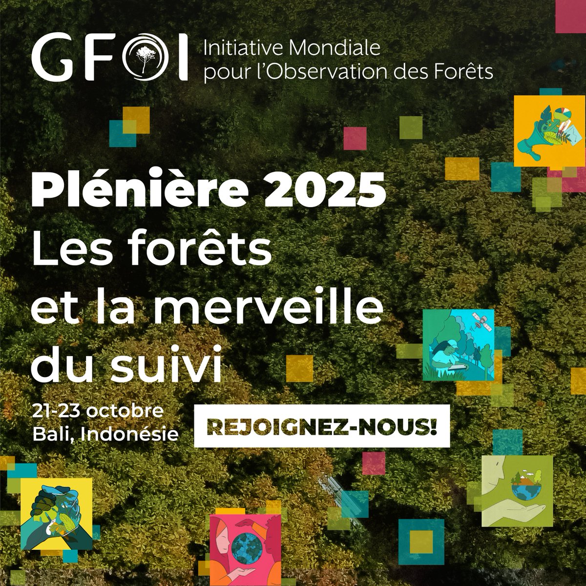 📣 Plénière GFOI 2025 : lieu, dates et logistique !

📍 Où : Grand Hyatt Bali à Nusa Dua &amp; en ligne
📅 Quand : 21–23 octobre 2025

🔗 Plus d'informations : fao.org/gfoi/plenaries…

⚠️ L'inscription est obligatoire : forms.office.com/e/tk2Pgbmu3b

#SuiviDesForêts #ActionClimatique