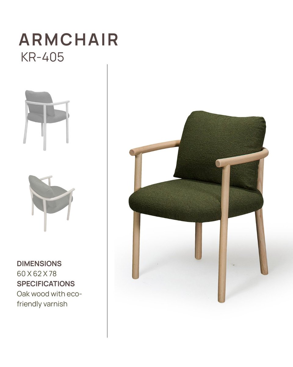Element_home's tweet image. Η πολυθρόνα KR-405 αποπνέει ηρεμία και εκλεπτυσμένη απλότητα, αποτελώντας ένα διακριτικό διάλογο ανάμεσα στη δρύινη, ξύλινη επιφάνεια και το λαδί μπουκλέ ύφασμα.
element-home.gr/product-catego…
  
#ElementHome #YourSpaceYourElement #Thessaloniki #InteriorDesign #Armchair
