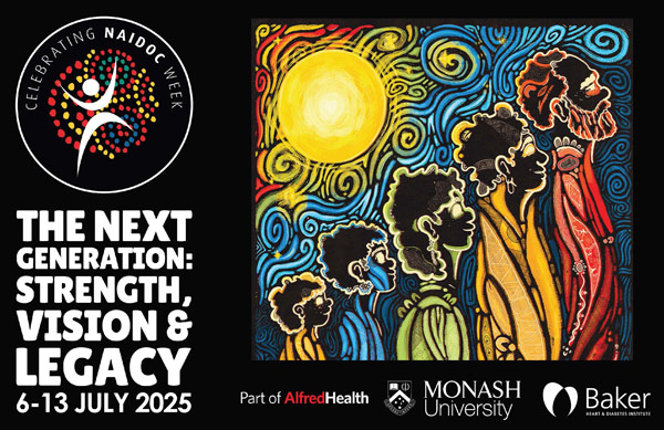BakerResearchAu's tweet image. To celebrate NAIDOC Week, we welcomed back Ngiyampaa musician, Pirritu, & engaged in Wayapa practice. A fabulous way to engage, connect & learn together. Thanks to our GEDI committees at the Baker Institute, School of Translational Medicine at Monash Uni & Alfred Health❤️ 💛 🖤