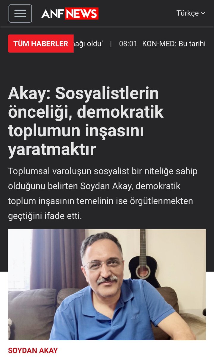 SoydanAkay1's tweet image. Röportajın devamı anfturkce.com/guncel/akay-so… ANF | Akay: Sosyalistlerin önceliği, demokratik toplumun inşasını yaratmaktır