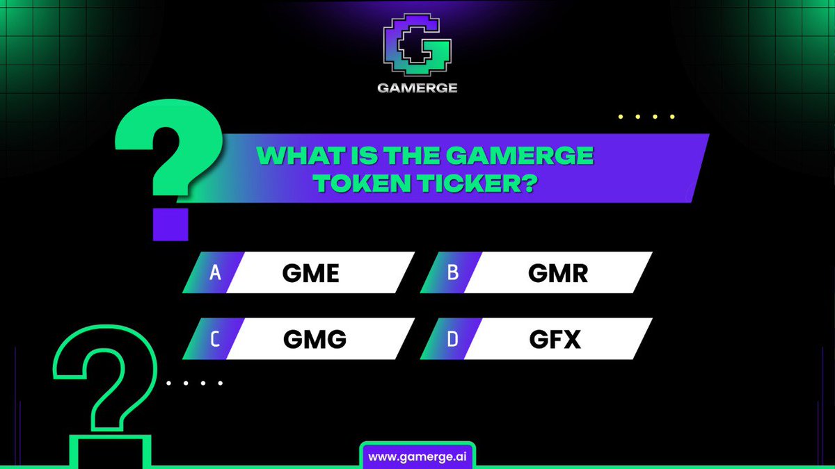 📷 Ready For A GameFi Quiz?

Drop your answer below! 📷

Visit📷 gamerge.ai 

#gamerge #gmgtoken #cryptotoken #gamefi #cryptogaming #gamefiquiz #playtoearn