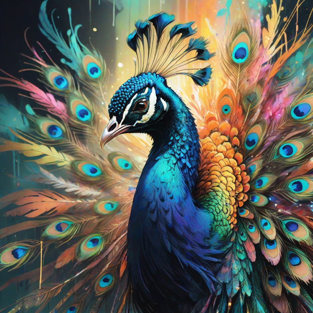 Good morning and a Happy Friday to you all!
Peacock, created using <a href="/NightcafeStudio/">NightCafe Studio</a> 
#peacock #Aiart️