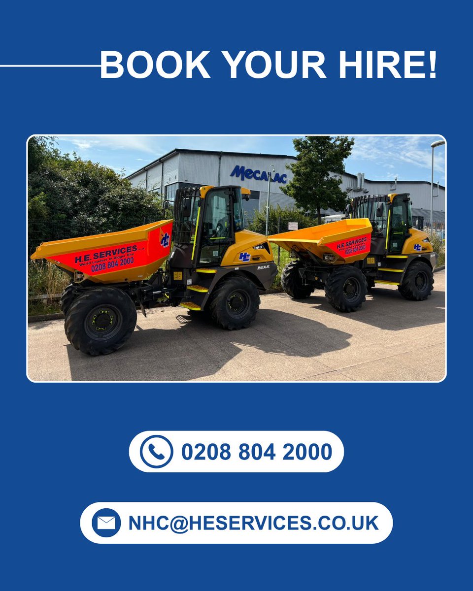 Power, comfort, and all-terrain performance!

Hire a cabbed dumper: heservices.co.uk/hire-a-cabbed-… 

#heservices #planthire #constructionmachinery #uk #machinery #construction #dumpers #mecalac #cabbeddumpers #mecalacdumpers
