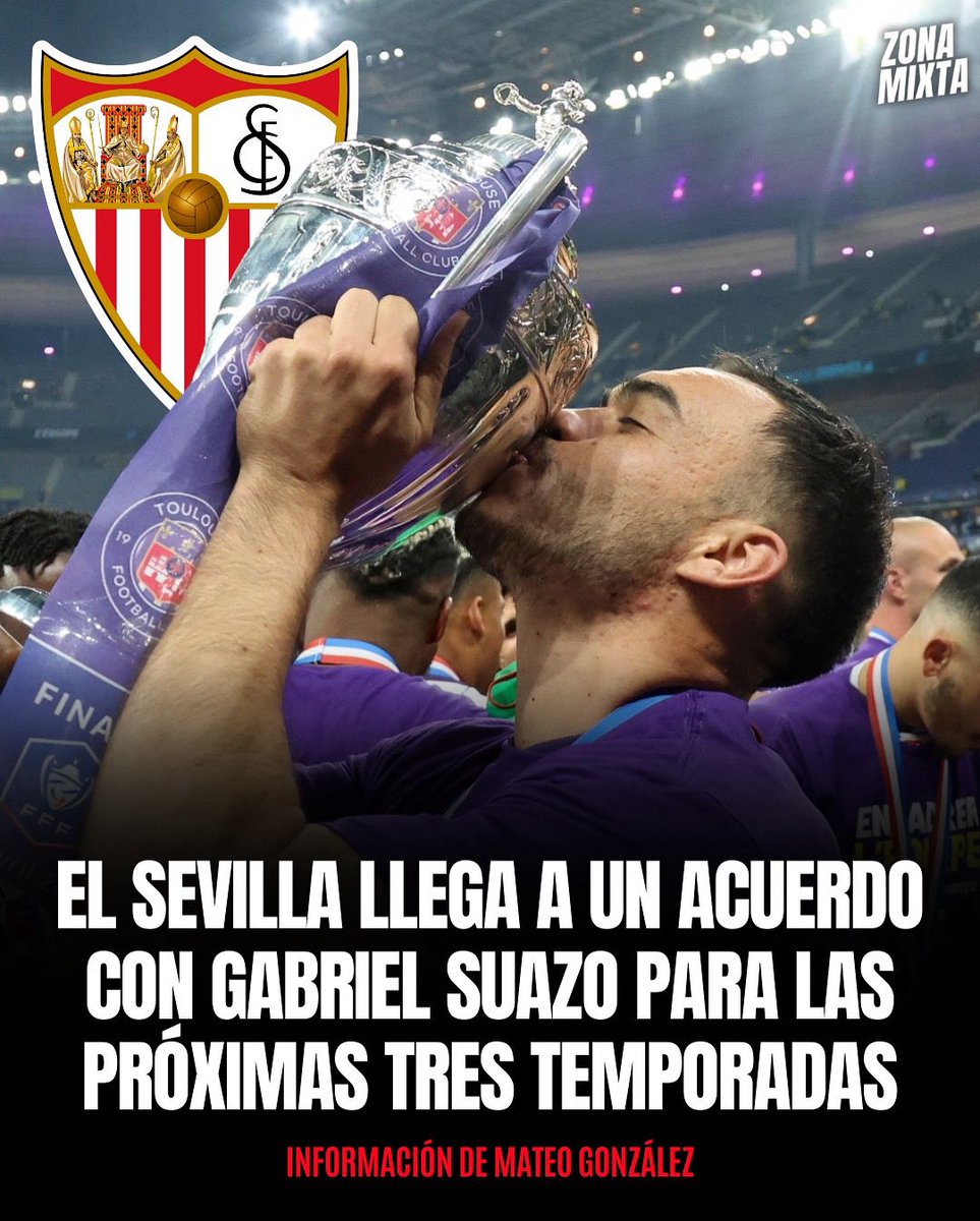 Zona Mixta (@zonamixta__) on Twitter photo 🚨⚪️🔴 ¡ÚLTIMA HORA!
🔐 El <a href="/SevillaFC/">Sevilla Fútbol Club</a> alcanza un acuerdo para la llegada de Gabriel Suazo.
🇨🇱 Hay entendimiento entre las partes: contrato por tres temporadas.
ℹ️ <a href="/Matglez/">Mateo González</a>
#ZonaMixta 🚨⚪️🔴 ¡ÚLTIMA HORA!
🔐 El <a href="/SevillaFC/">Sevilla Fútbol Club</a> alcanza un acuerdo para la llegada de Gabriel Suazo.
🇨🇱 Hay entendimiento entre las partes: contrato por tres temporadas.
ℹ️ <a href="/Matglez/">Mateo González</a>
#ZonaMixta
