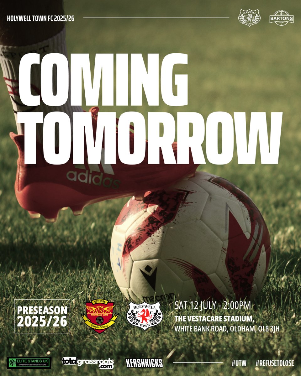 Holywell Town Football Club (@holywelltownfc) on Twitter photo Tomorrow, we travel to the The Vestacare Stadium where we play <a href="/AvroFC/">Avro FC</a> in our 5th preseason friendly.
π 2.00pm kickoff
π White Bank Road, Oldham, OL8 3JH
ποΈ Β£5 entry / Β£3 concessions
#wellmenontour
<a href="/KershKicks/">KershKicks</a> <a href="/EliteStands/">Elite Stands</a> <a href="/totalgrassroots/">TotalGrassroots</a> Tomorrow, we travel to the The Vestacare Stadium where we play <a href="/AvroFC/">Avro FC</a> in our 5th preseason friendly.
π 2.00pm kickoff
π White Bank Road, Oldham, OL8 3JH
ποΈ Β£5 entry / Β£3 concessions
#wellmenontour
<a href="/KershKicks/">KershKicks</a> <a href="/EliteStands/">Elite Stands</a> <a href="/totalgrassroots/">TotalGrassroots</a>