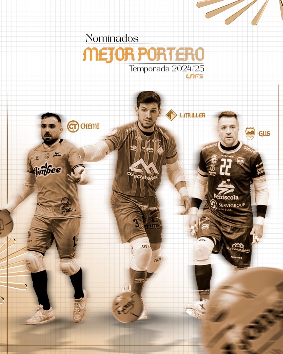 🔝🧱 Nominados al ‘𝐌𝐄𝐉𝐎𝐑 𝐏𝐎𝐑𝐓𝐄𝐑𝐎’ de la Temporada 2024/25

🌟 <a href="/chemi1996/">Jose Miguel Oliver</a> (<a href="/JimbeeCartagena/">Jimbee Cartagena Costa Cálida</a>)
🌟 Luan Muller (<a href="/PalmaFutsal/">Illes Balears Palma Futsal</a>)
🌟 <a href="/gusaps/">gustavo perez segura</a> (<a href="/peniscolafs/">Servigroup Peñíscola FS</a>)

#LNFS #LigaFutsalProfesional