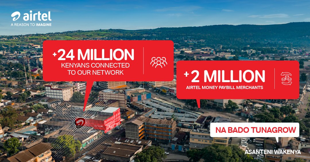 With a growing footprint across Kenya, Airtel’s network reaches more people every day, helping bridge the digital divide and unlock new opportunities for all citizens. Na Bado TunaGrow