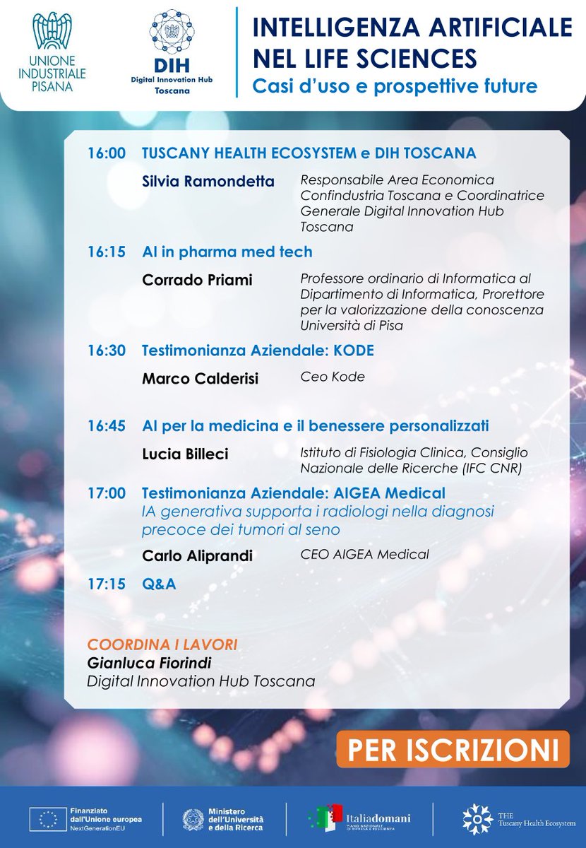 Kode (@kode_solutions) on Twitter photo July 15th at 4PM, our CEO Marco Calderisi will speak at the #webinar organised by UIP and Digital Innovation Hub Toscana <a href="/ConfindToscana/">Confindustria Toscana</a> as part of Tuscany Health Ecosystem, focusing on Use cases and future perspectives of AI in Life Sciences. Register now
docs.google.com/forms/d/e/1FAI… July 15th at 4PM, our CEO Marco Calderisi will speak at the #webinar organised by UIP and Digital Innovation Hub Toscana <a href="/ConfindToscana/">Confindustria Toscana</a> as part of Tuscany Health Ecosystem, focusing on Use cases and future perspectives of AI in Life Sciences. Register now
docs.google.com/forms/d/e/1FAI…