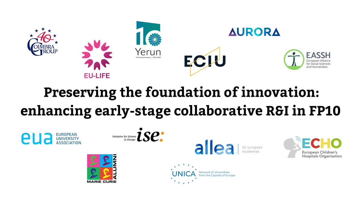 EUA (@euatweets) on Twitter photo Ahead of the <a href="/EU_Commission/">European Commission</a>'s proposal for the #MFF, leading higher education and research organisations including EUA emphasise that excellent, early-stage collaborative research must remain a priority in #FP10.
🔗Joint statement: bit.ly/4nMBrWA Ahead of the <a href="/EU_Commission/">European Commission</a>'s proposal for the #MFF, leading higher education and research organisations including EUA emphasise that excellent, early-stage collaborative research must remain a priority in #FP10.
🔗Joint statement: bit.ly/4nMBrWA