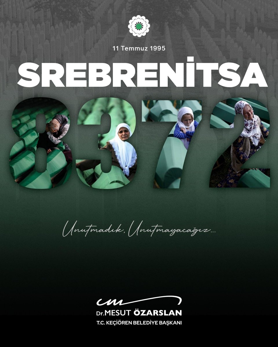 30 yıl önce tarihe kara bir leke olarak geçen Srebrenitsa Soykırımı’nı unutmadık, unutturmayacağız.

Keçiören Belediyesi olarak, Srebrenitsa Soykırımı’nda hayatını kaybeden 8.372 masumu anmak için programlarımıza devam ediyoruz. Tüm hemşehrilerimiz davetlidir.

🎬 “Nereye