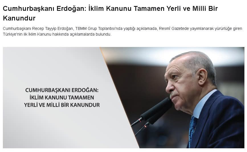 Kahramanca bir açıklama daha yapan Erdoğan, iklim kanununun yerli ve milli olduğunu ileri sürdü.

Covid, uyduruk pandemi ve #mRNA sürecini çabucak unutan halkın, iklim yasasıyla ilgili muhteşem açıklamaları da alkışlarla takdir etmesi bekleniyor.