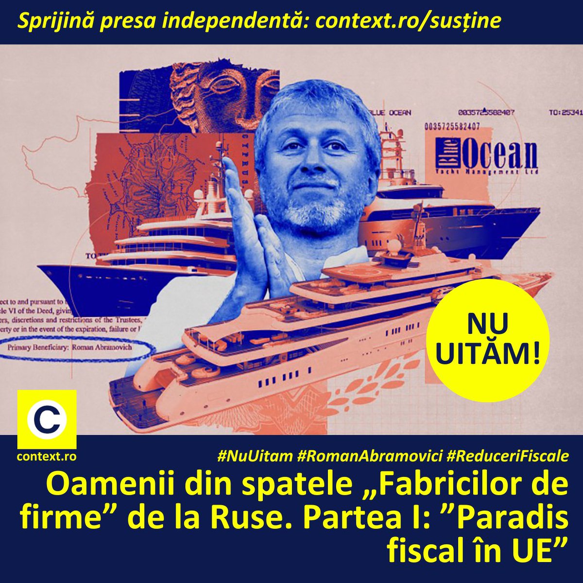 Context_ro's tweet image. #NuUITAM 🚢 O anchetă #OCCRP a scos la iveală cum echipa miliardarului #RomanAbramovici a pus la punct o schemă care i-a adus reduceri fiscale consistente, activă din 2005 până în 2012, când fiscul cipriot a cerut 14 milioane de euro pentru taxe neplătite. context.ro/cyprus-confide…