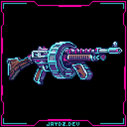 JaydzDev's tweet photo. The Cyber-Tommy is a ferocious hip-fired submachine gun with 3 modes. SPRAY, STEADY & HACK.
#UnderpunksRPG #WAXFAM @WAX_io https://t.co/8LTXlJpxdG