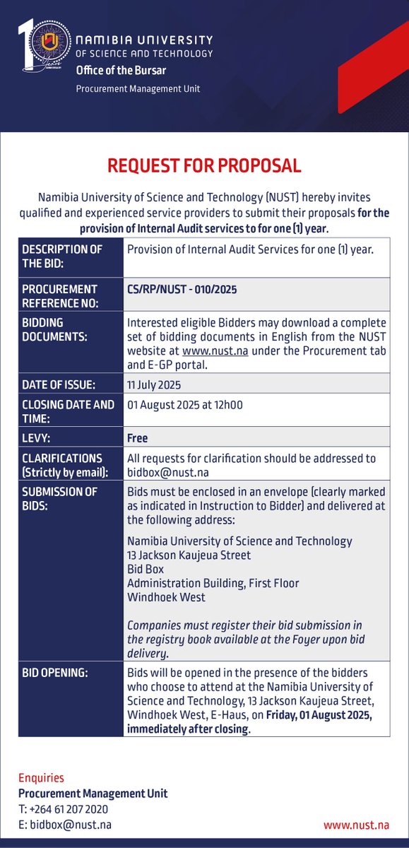 NUST_Namibia's tweet image. ‼️ Request for Proposals ‼️