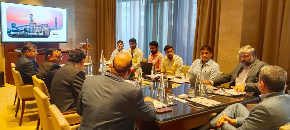 Indian Metals & Ferro Alloys Ltd (@imfaltd) on Twitter photo The Management Team of Indian Metals & Ferro Alloys Ltd (IMFA), led by <a href="/subhrakantpanda/">Subhrakant Panda</a>, Managing Director, met with institutional investors and research analysts in Mumbai.
During the course of discussions, they highlighted IMFA’s competitiveness and resilience as a fully The Management Team of Indian Metals & Ferro Alloys Ltd (IMFA), led by <a href="/subhrakantpanda/">Subhrakant Panda</a>, Managing Director, met with institutional investors and research analysts in Mumbai.
During the course of discussions, they highlighted IMFA’s competitiveness and resilience as a fully