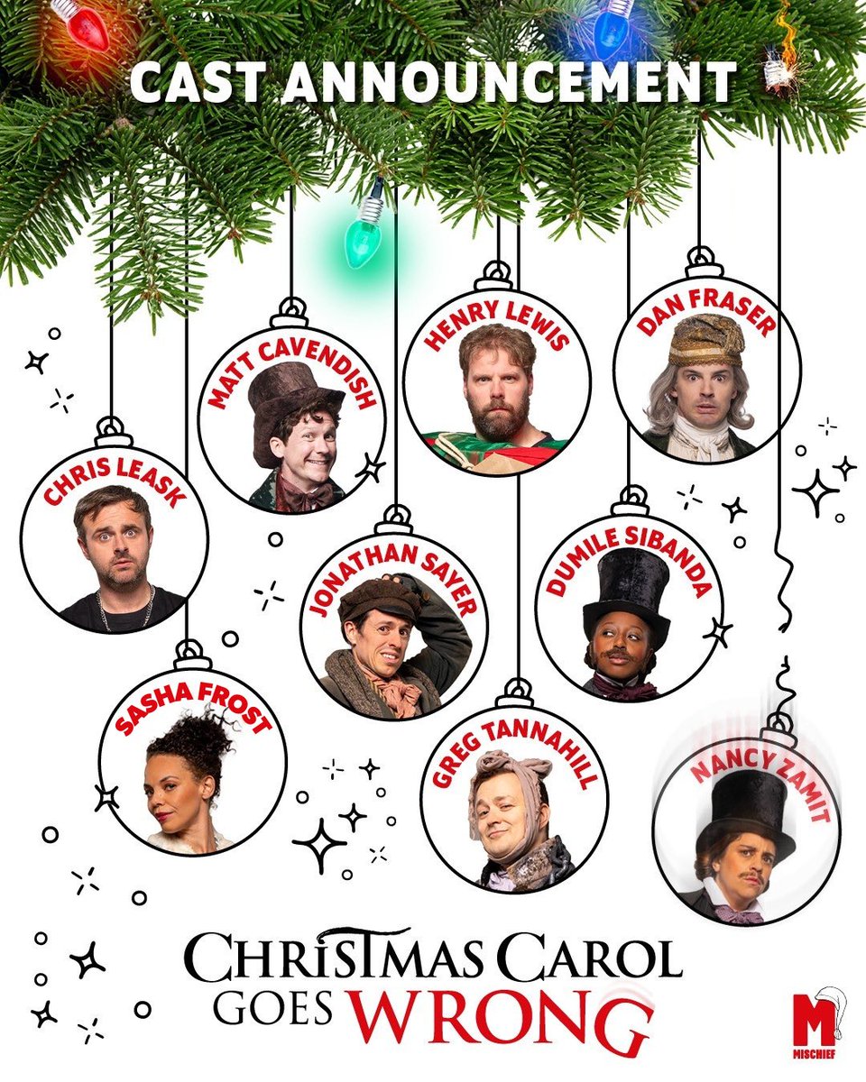 mischiefcomedy's tweet image. Christmas has come early 🎄
Because it’s time to meet our cast of Christmas Carol Goes Wrong on tour AND in the West End!
Don't be a Scrooge! 😂 Get your tickets now and join them for this festive fiasco: christmascarolgoeswrong.com