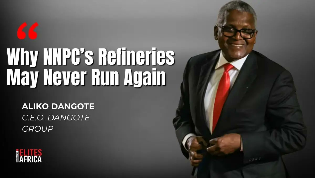 ElitesAfrica's tweet image. Nigeria&apos;s state-owned refineries face a bleak future! With $18 billion spent &amp;amp; no fuel produced, Aliko Dangote believes they may never run again...

Find out why he believes so: businesselitesafrica.com/why-nnpcs-refi…

.
.
.

 #Nigeria #OilRefineries #NNPC Burnaboy Transcorp Hilton VP Shettima