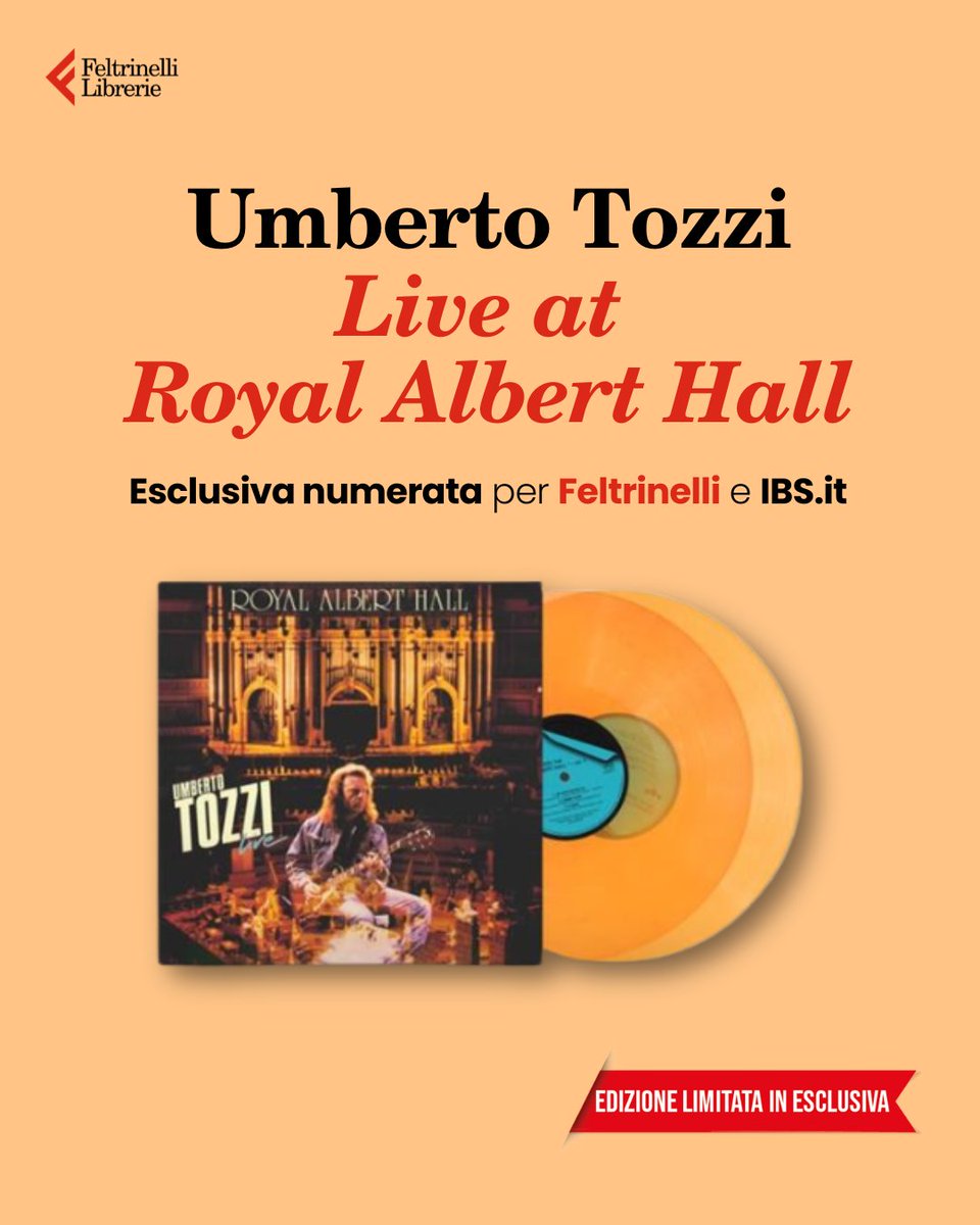 Feltrinelli Librerie (@feltrinelli_) on Twitter photo “Royal Albert Hall” (<a href="/UMusicItalia/">Universal Music Italia</a> <a href="/SugarMusic_tw/">Sugar Music</a>) di Umberto Tozzi è arrivato in libreria in edizione numerata in vinile arancione, disponibile in quantità limitata e in esclusiva per Feltrinelli e Ibs.it 🎶
Scoprite di più 👉🏼 bit.ly/Feltrinelli_Li… “Royal Albert Hall” (<a href="/UMusicItalia/">Universal Music Italia</a> <a href="/SugarMusic_tw/">Sugar Music</a>) di Umberto Tozzi è arrivato in libreria in edizione numerata in vinile arancione, disponibile in quantità limitata e in esclusiva per Feltrinelli e Ibs.it 🎶
Scoprite di più 👉🏼 bit.ly/Feltrinelli_Li…