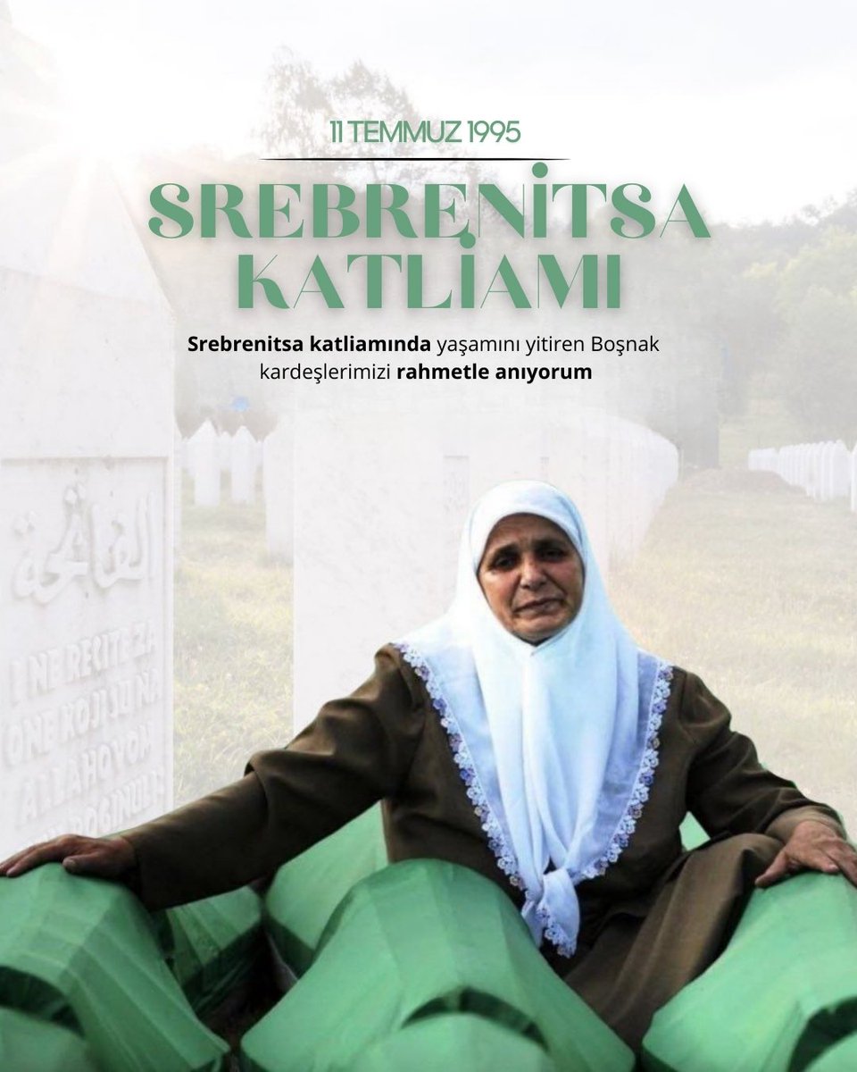 ''Ne yaparsanız yapın soykırımı unutmayın. Çünkü unutulan soykırım tekrarlanır.''

Srebrenitsa Katliamı'nın 30.yıl dönümünde hayatını kaybeden Bosnalı kardeşlerimizi rahmetle anıyorum.

#Srebrenitsa #SrebrenitsaKatliamı