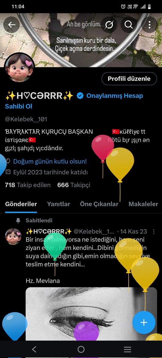 Bugün balonlar benim için uçuyor